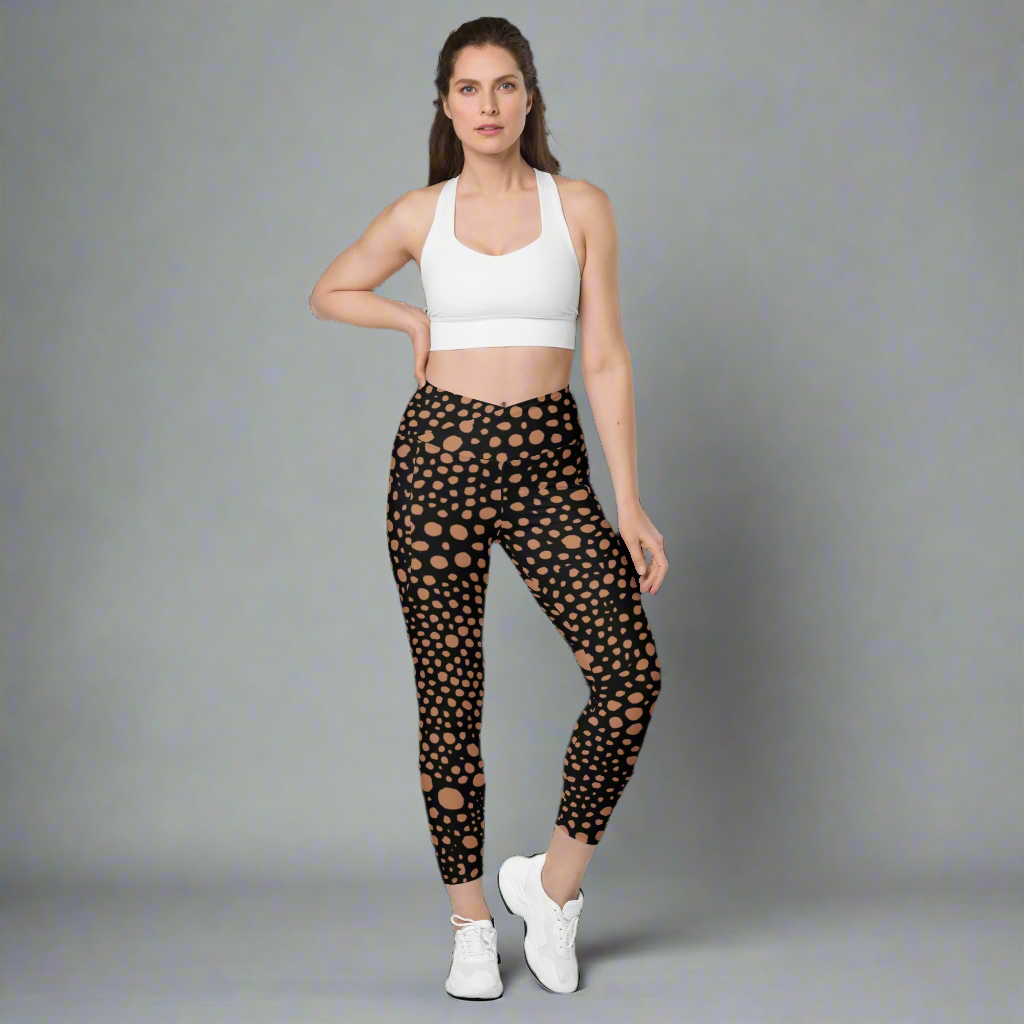 Crossover leggings with pockets Midnight Pink