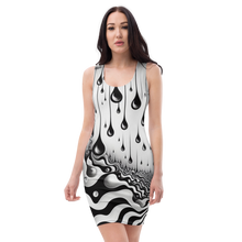 Load image into Gallery viewer, Bodycon dress BW Ocean of Drops
