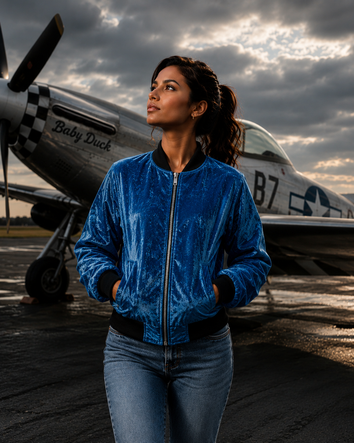 Women Bomber jacket Blue Infinitum