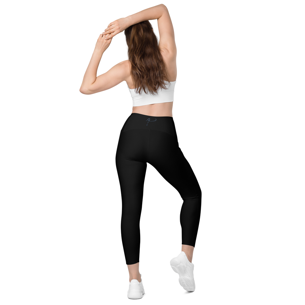 Black Crossover leggings with pockets by Art Infinitum