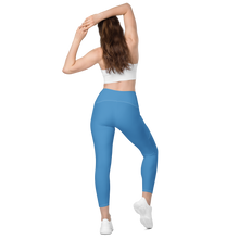 Load image into Gallery viewer, Crossover leggings with pockets Blue Infinitum

