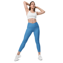 Load image into Gallery viewer, Crossover leggings with pockets Blue Infinitum
