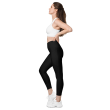 Load image into Gallery viewer, Black Crossover leggings with pockets by Art Infinitum

