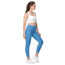 Load image into Gallery viewer, Crossover leggings with pockets Blue Infinitum
