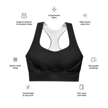 Load image into Gallery viewer, Longline Sports bra Black
